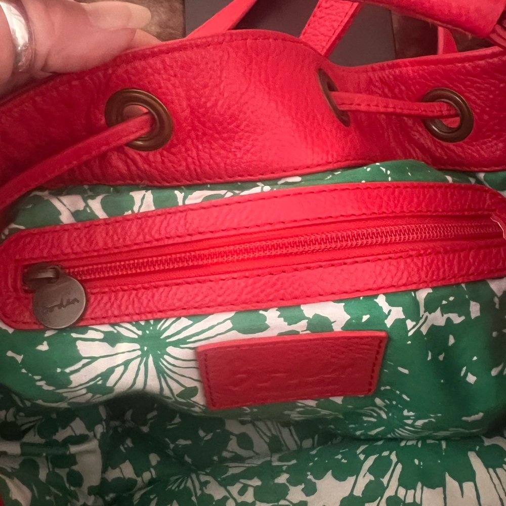 Boden Cherry Red Bucket Tassel Bag - Picture 2 of 11